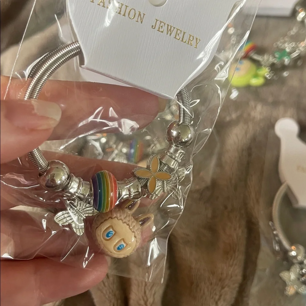 Colorful Kids Labubu Charm Bracelets silver and gold toned set of 20 nwt